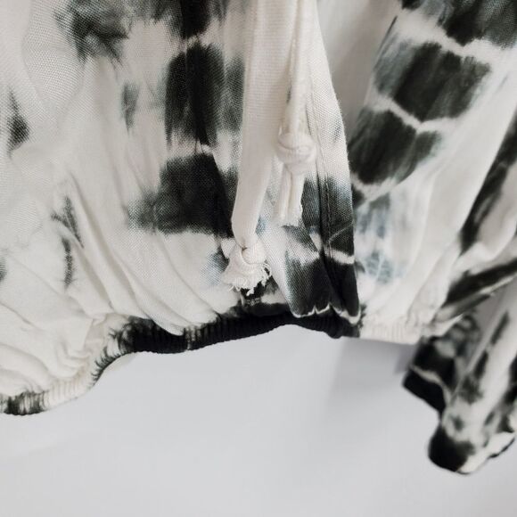VINTAGE HAVANA womens S black white tie dye rayon boho top - Picture 4 of 7